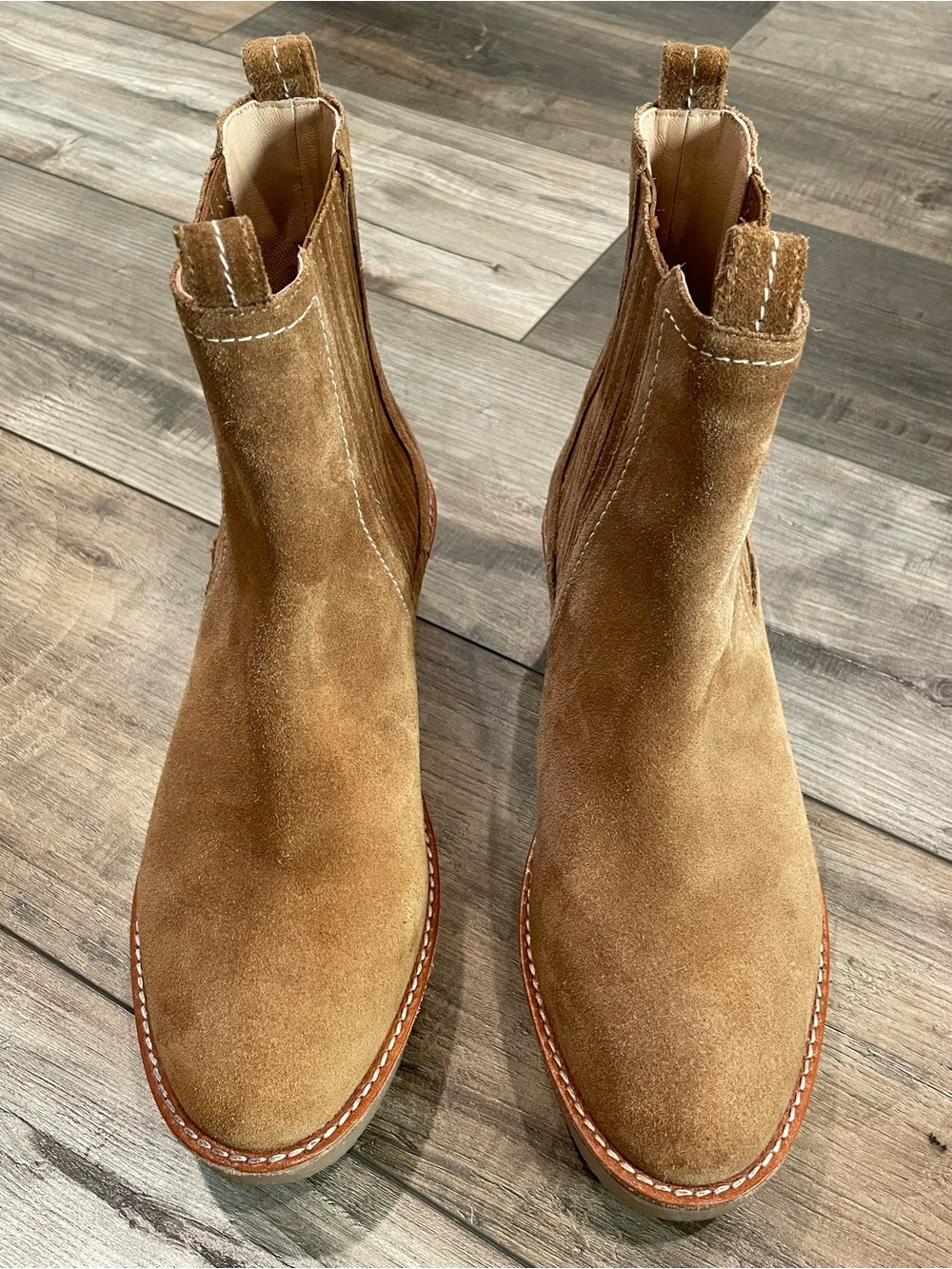BODEN Brown Suede Chelsea Ankle Boots Pull-On Elastic Gore US 9.5 EU 41